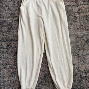 Varley Cream Ribbed Joggers